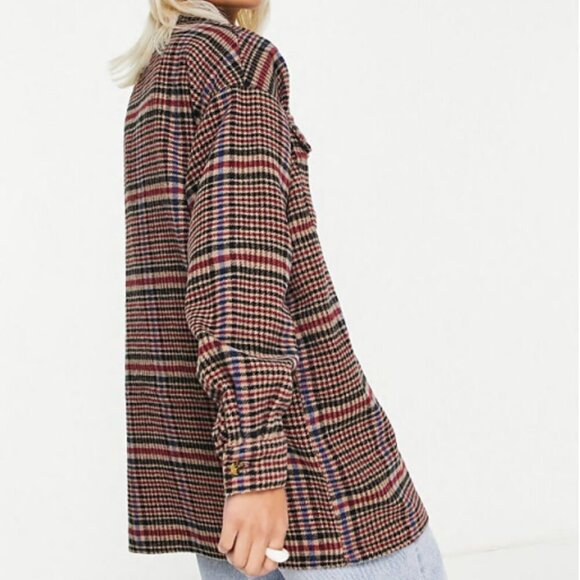 Noisy May Flanny Plaid Flannel Oversized Shacket SZ L - Picture 4 of 9